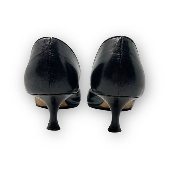 Manolo Blahnik Retro Black Leather Bow Detail Pointed Toe Heel Womens Size EU 41 - Picture 10 of 16